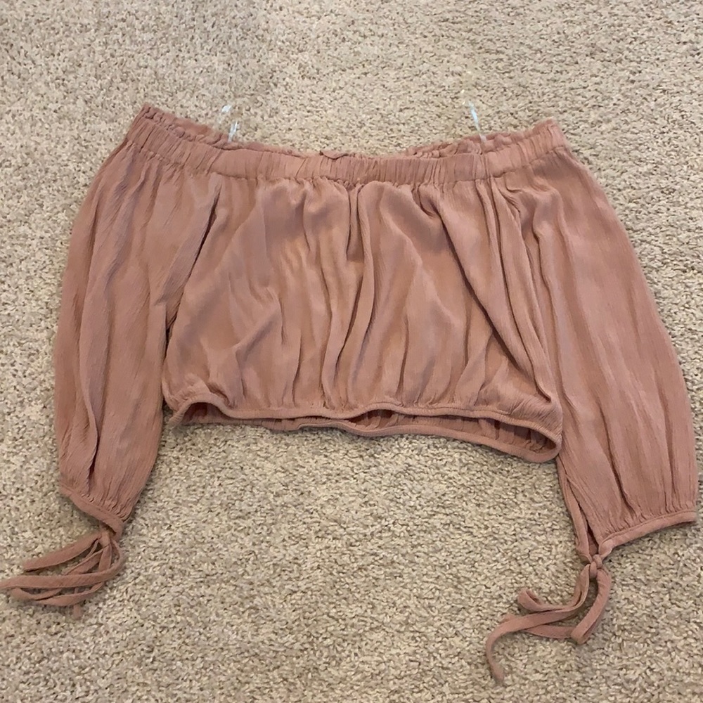 mauve cropped off the shoulder top